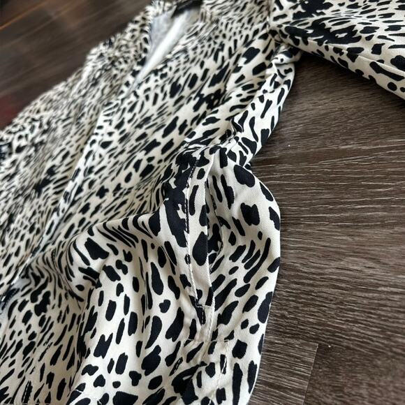 NWOT Lafayette 148 Coleman Cheetah-Print 100% Cotton Twill Blazer XL Black White - Picture 8 of 14